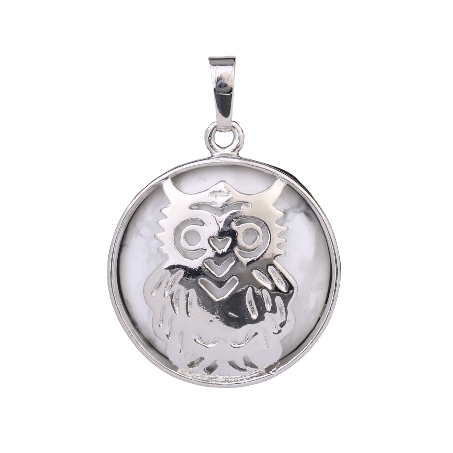 Pendentif Reiki en Howlite - Chouette