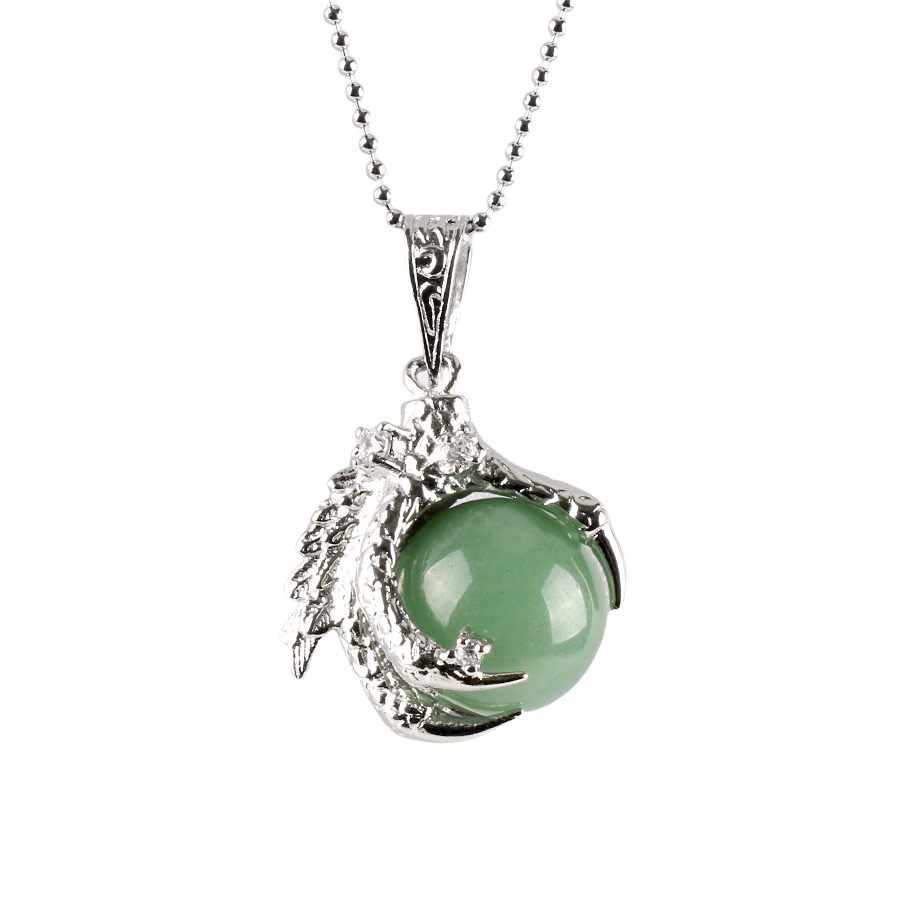 Chaîne et son Pendentif Yoga en Aventurine verte "Développement & Épanouissement" - Griffes de dragon