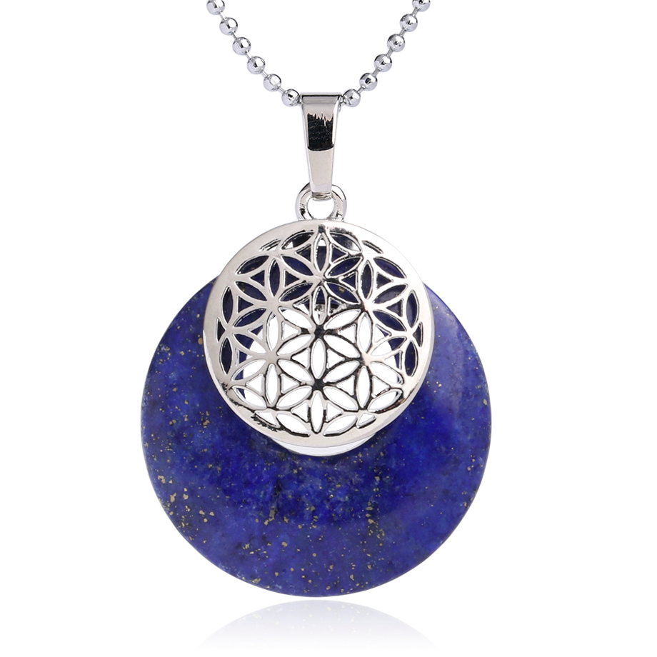 Chaîne et son Pendentif Reiki en Lapis-Lazuli "Santé & Harmonie" - Fleur de vie