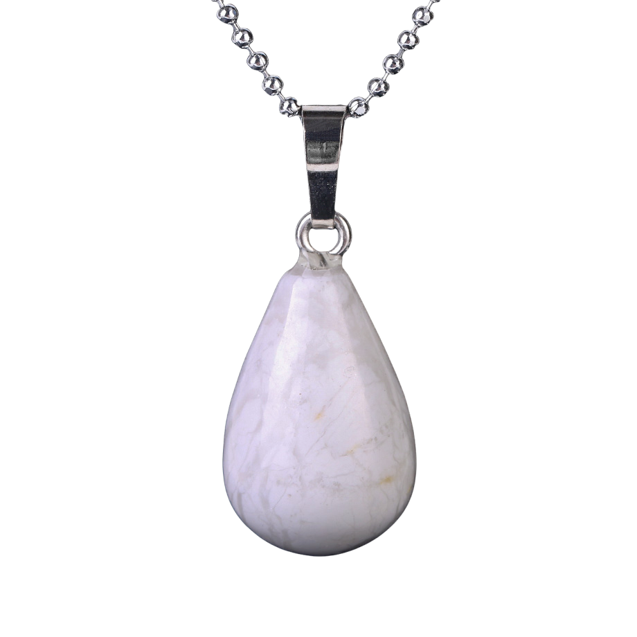 Chaîne et son Pendentif en Howlite - Goutte