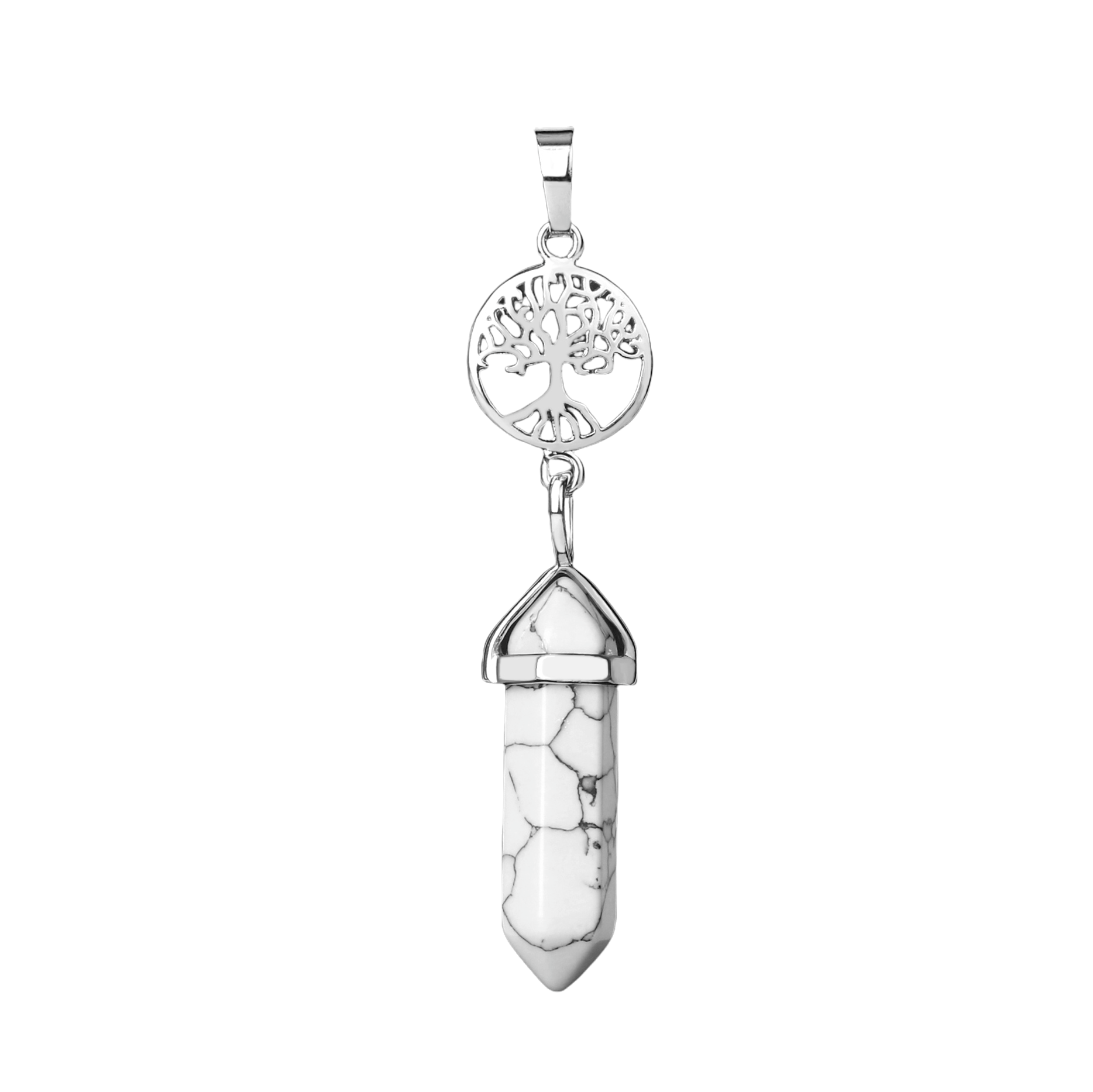 Pendentif en Howlite - Prisme & Arbre de vie