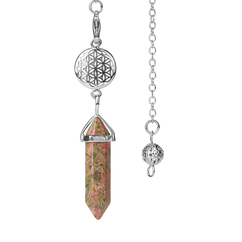 Pendule en Unakite "Confiance & Sagesse" - Fleur de vie