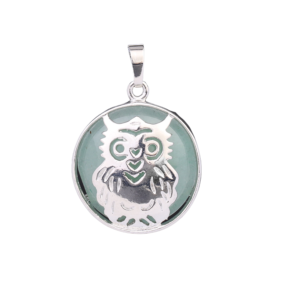 Pendentif Reiki en Aventurine verte "Développement & Épanouissement" - Chouette