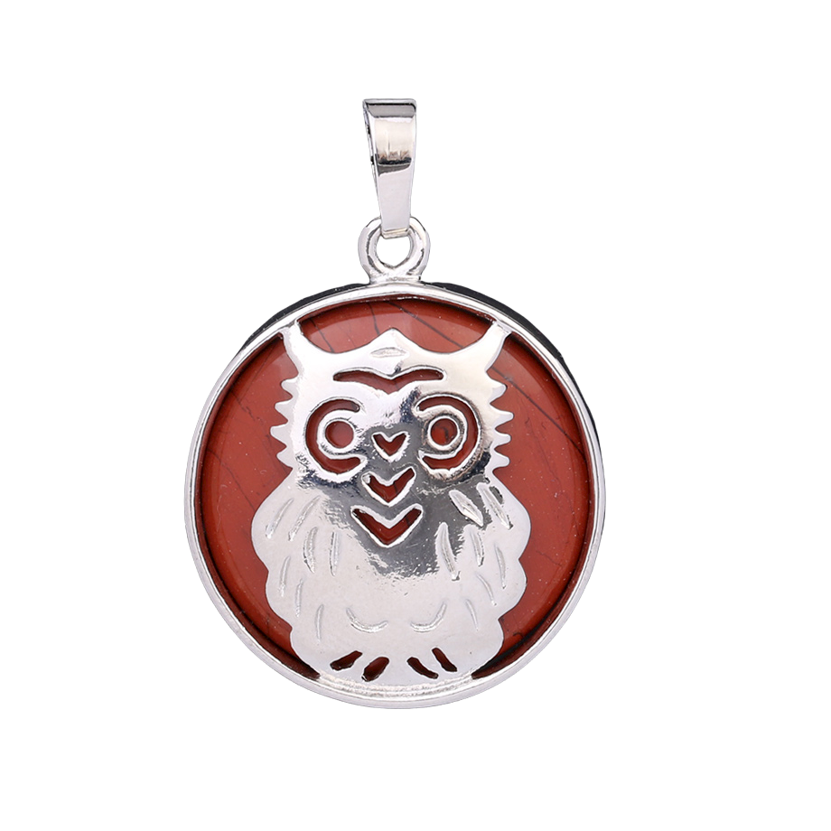 Pendentif Reiki en Jaspe rouge "Force & Spiritualité" - Chouette