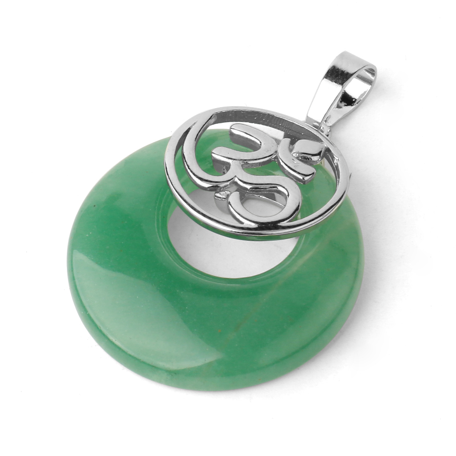 Pendentif Yoga en Aventurine verte "Développement & Épanouissement" - Om