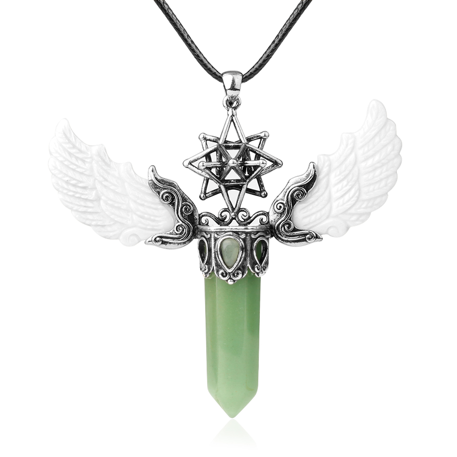 Cordon et son Pendentif en Aventurine "Chance & Fortune" - Ailes d'Ange