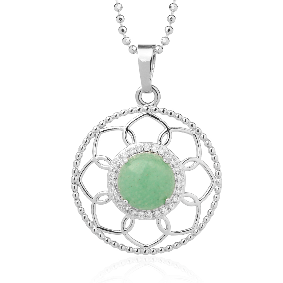 Chaîne et son Pendentif Reiki en Aventurine "Chance & Fortune"