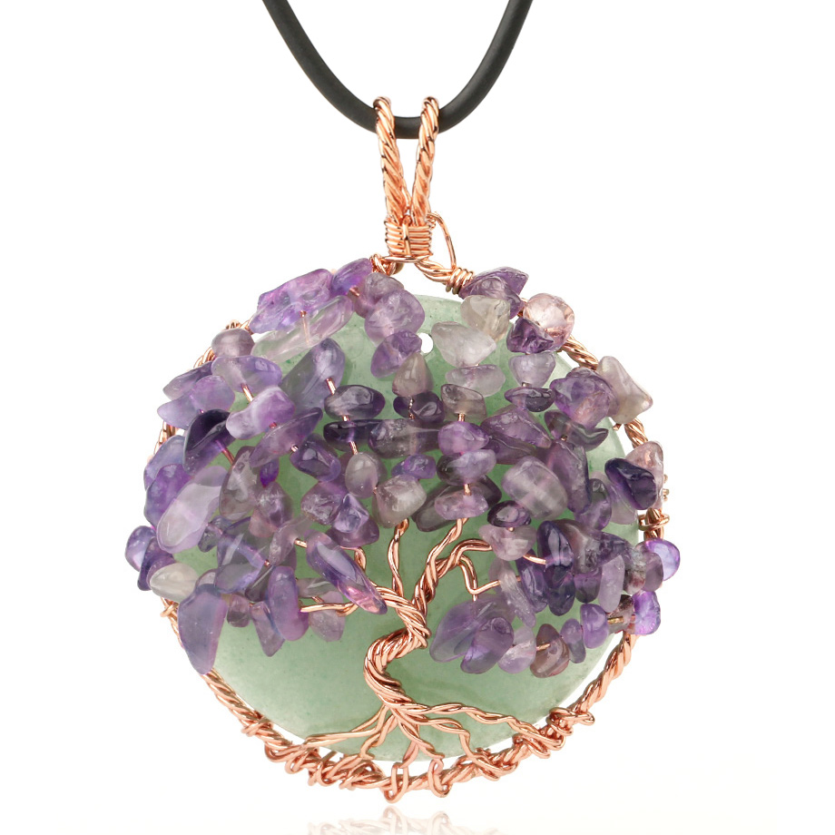 Cordon et son Pendentif Guérison en Aventurine "Chance & Fortune" - Arbre de vie