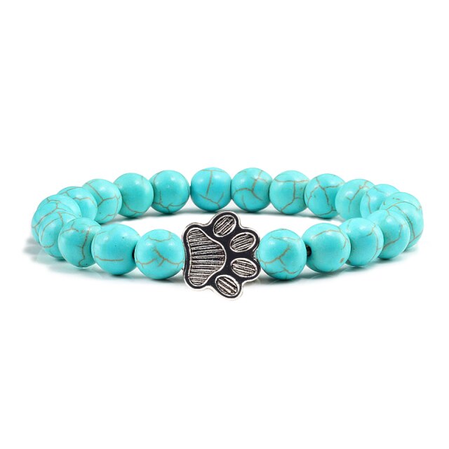 Bracelet Yoga en Turquoise bleue "Sérénité & Bien être" - Patte de chat